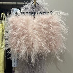 Pink ostrich feather tube top Sm, Lamarque style